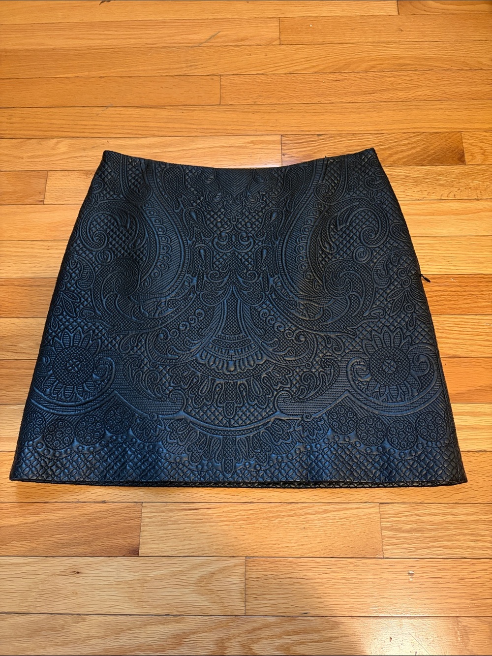 Karen Millen Black Embossed Paisley Mini Skirt